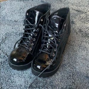 H&M Patent Block Heel 90’s Platform Boots